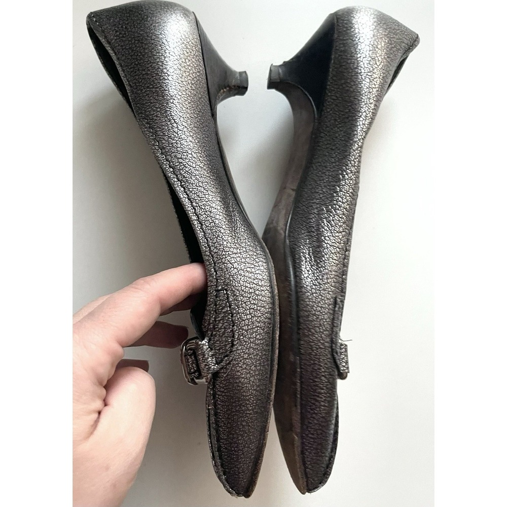 Vintage Y2k Prada Pointed Toe Gray Kitten Heels Leather Buckle Detail 90s 38 - Picture 5 of 16